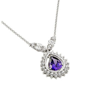 【送料無料】ネックレス　スターリングシルバーキュービックジルコンバイオレットネックレスfemmes en argent sterling 925 rh zircon cubique violet pendentif 406cm collier