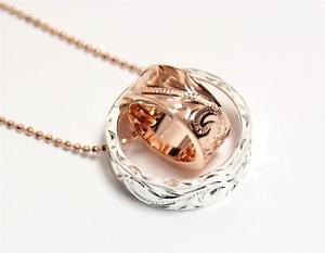 【送料無料】ネックレス　ピンクバラシルバーダブルサークルバレルハワイアンリングrose rose argent 925 double cercle baril bague hawaen volutes pendentif