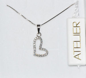【送料無料】ネックレス　アルジェントコンビアンキワークショップクオーレcollana donna atelier cuore in argento 925 con zirconi bianchi brillanti ac03｜hokushin