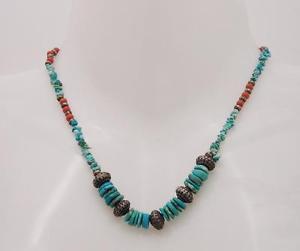 【送料無料】ネックレス　ネックレスターコイズビンテージコーラルcollier turquoisecorail vintage 45cm oma19 16,485円