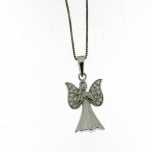 【送料無料】ネックレス　アルジェントコンアリジルコンサントアンジェロciondolo angelo in vero argento 925 con ali zirconate bianche santo