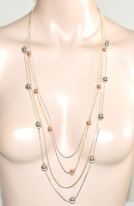 【送料無料】ネックレス マルチアルジェントロサクリップcollana lunga donna multi fili argento oro rosa dorato ciondoli collier g48|hokushin