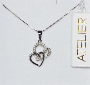 【送料無料】ネックレス アルジェントコンビアンキワークショップクオーレcollana donna atelier cuore in argento 925 con zirconi bianchi brillanti ac12|hokushin