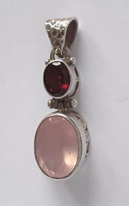 【送料無料】ネックレス　クリエイションシルバーペンダントオルヌピンククォーツガーネットagnes creations beau pendentif argent 925 orne quartz rose amp; grenat