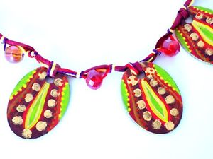 【送料無料】ネックレス　クリップリバーシブルボヘミアンcollier bohme rversible peint rouge jaune vert bleu