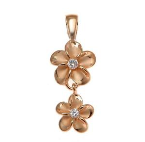 【送料無料】ネックレス　ピンクゴールドソリッドシルバーハワイアンプルメリアペンダントor rose argent massif 925 hawaen 10mm pendantes 8mm plumeria pendentif fleur｜hokushin