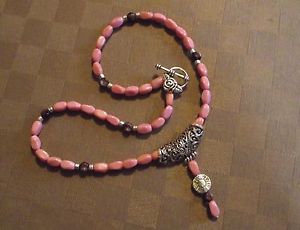 【送料無料】ネックレス　ネックレスピンクガラスパルマcollier perles de verre rose parme amp; mtal argent cisel 44 cm cadeau ftes