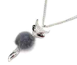 【送料無料】ネックレス　ペンダントネックレスヘッドテールcl1845e sautoir collier pendentif renard tte et queue strass argent avec