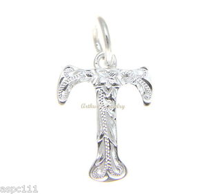 【送料無料】ネックレス　スターリングシルバーハワイアンヘビープルメリアen argent sterling 925 lourde hawaen plumeria fleur volutes initiale t