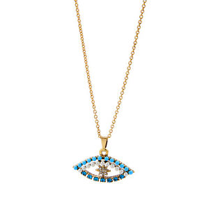 【送料無料】ネックレス　クリップゴールデンミニパールホワイトターコイズエトワールオリジナルcollier court dor pendantif yeux mini perle turquoise blanc etoile original dz1｜hokushin 11,886円