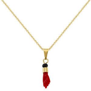 【送料無料】ネックレス　ゴールドドア18k plaqu or rouge talisman figa main amulette protection porte bonheur｜hokushin