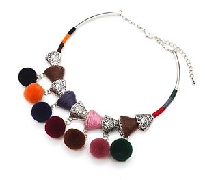 【送料無料】ネックレス　ネックレスcc1488e collier plastron pices mtal vieilli argent avec fils et pompons｜hokushin 12,905円