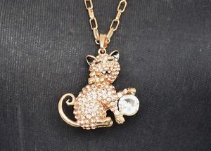 【送料無料】ネックレス　※ペンダントネックレスチャットドールモードcl02 * sautoir collier pendentif felin chat strass dore mode femme *｜hokushin