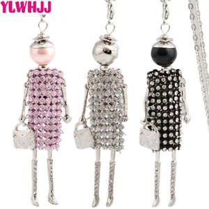 【送料無料】ネックレス　ソフトローブクランプas fr20896 femmes belles strass poupee robe dargent a long colliers metal pend｜hokushin