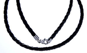 【送料無料】ネックレス　レザーブレスレットロックステンレススチールtress bracelet en cuir 34 mm avec serrure acier inox 40 45 55 65 cm vritable｜hokushin