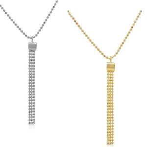【送料無料】ネックレス　スターリングシルバーパールボールチェーンネックレストリオargent sterling perle ball chain collier w pendant trio pendentif
