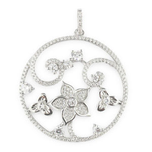 【送料無料】ネックレス　キュービックジルコンマイクロパッドラウンドフラワーfemmes massif 925 argent zircon cubique micro pav fleur rond 30mm pendentif｜hokushin
