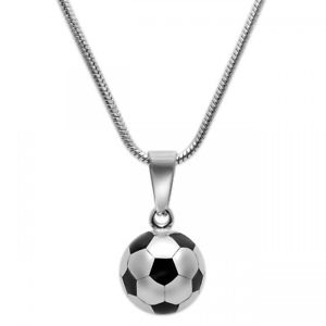 【送料無料】ネックレス　ステンレススチールスポーツボールアースファンサッカーペンダントネックレス1 collier en acier inox avec football pendentif en argent balle sport motif fan 13,125円