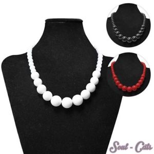 【送料無料】ネックレス　ネックレスアクリルチェーンcollier de perles chaine acrylique rouge noir blanc 50cm｜hokushin