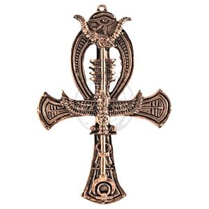 【送料無料】ネックレス　アンクホルスイシスエジプトシンボルアプリankh norme avec horus, isis amp; symboles gyptiens app13,4x8,3 cuivre optique