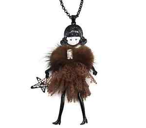 【送料無料】ネックレス　ペンダントネックレスポンポンドレスsp812e sautoir collier pendentif poupe articule robe pompon fourrure et d｜hokushin