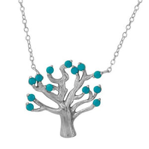 【送料無料】ネックレス　ソリッドシルバーターコイズシャフトクランプfemmes argent massif 925 argent rh turquoise perles amp; arbre collier