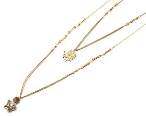【送料無料】ネックレス　クランプシャフトエトワールcl1139e * sautoir collier multirangs perles arbre vie et etoile paillettes dor
