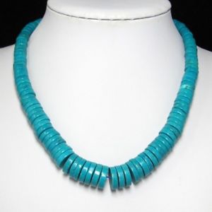 【送料無料】ネックレス　ラウンドターコイズスロープネックレスシルバーpente collier 45cm en ronde naturelle turquoise et argent 925