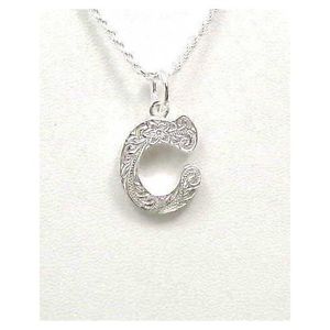 【送料無料】ネックレス　ハワイアンヘビープルメリア925 lourde hawaen plumeria volutes initiale c pendentif