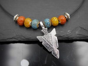 【送料無料】ネックレス　リアルセラミックcollier en cuir vritable lederkette avec argent flche cramique perles｜hokushin