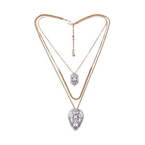 【送料無料】ネックレス ロングネックレスゴールドシルバーアールデコマルチアップパッドレトロcollier long pendantif dor argent art deco pav multirang 4 en 1 retro ddz 2