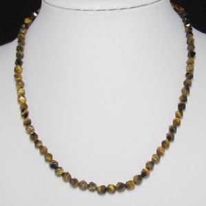 【送料無料】ネックレス　タイガーアイシルバークリップcollier 49cm en oeil de tigre 6mm icosadre et argent 925 12,766円