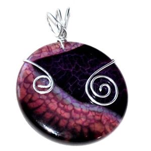 【送料無料】ネックレス　ペンダントメノウボルドーパープルpendentif original plaqu argent agate naturelle violet bordeaux bijou pendant
