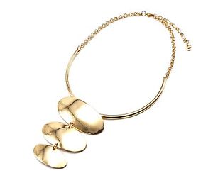 【送料無料】ネックレス　ネックレスペンダントオーバルトリプルモードメタルゴールデンcc785 * collier statement pendentif triple ovale mtal mode femme dor