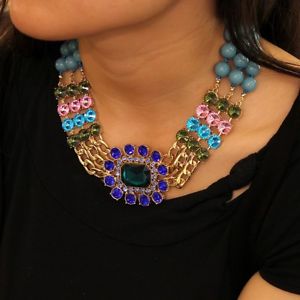 【送料無料】ネックレス　クリップアールデコターコイズオリジナルレトロcollier multirang bleu vert art deco turquoise retro original soire qt 11