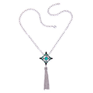 【送料無料】ネックレス　ネックレスエメラルドグリーンポンポンレトロcollier sautoir long pendandtif argent gros vert emeraude pompon retro ddz2