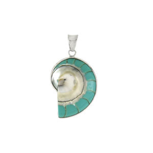 【送料無料】ネックレス　スターリングシルバーカラーターコイズハルfemmes argent sterling 925 turquoise couleur coque 44cm pendentif