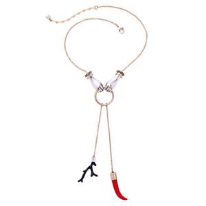 【送料無料】ネックレス　ネックレスゴールドブランチブラックコーラルレッドチリレトロcollier dor argent pendantif branche corail noir piment rouge main retro jd6