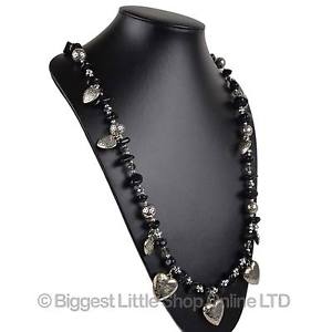 【送料無料】ネックレス　レディースファンタジーシルバーブラック ladies religieux fantaisie long collier classique biblique coeur argent noir｜hokushin