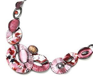 【送料無料】ネックレス　ネックレスオーバルマルチボルドーパターンcc2377e collier plastron multi ovales email bordeaux rsine motif peint et
