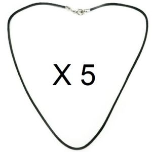 【送料無料】ネックレス　ネックレスブラックコードバッチlot de 5 collier cordon noir 0,8mm coton huil brillant longueur 35 80 cm