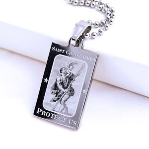 【送料無料】ネックレス　セントクリストファーカスタムスチールペンダントクランプsaint christopher acier personnalis pendentif avec collier pour sr travels