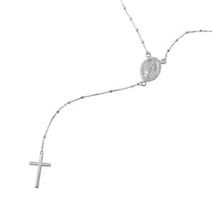 【送料無料】ネックレス　スターリングシルバーパールクロスargent sterling perl chapelet collier avec pendant croix
