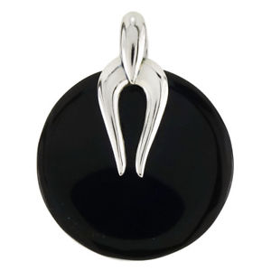 【送料無料】ネックレス　スターリングシルバーブラックオニキスfemmes en argent sterling 925 onyx noir 32cm pendentif
