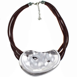 【送料無料】ネックレス ブラウンペンダントコードgante gros argent martel finition fantaisie pendentif marron cordelette