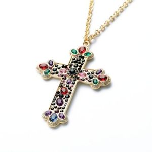 【送料無料】ネックレス　ネックレスクロスクリスタルオリジナルモダンcollier sautoir grosse croix cristal multicolore moderne original soire ddz 1｜hokushin 14,024円