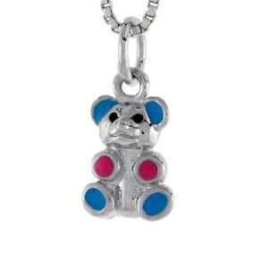 【送料無料】ネックレス　スターリングシルバーテディペンダントエナメルデザインベアargent sterling ours en peluche pendentif breloque avec mail design,457cm｜hokushin