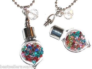 【送料無料】ネックレス　フローティングガラスネジオープントップボトルクリップ1 cur verre flottant cristaux vis haut ouvert bouteille collier