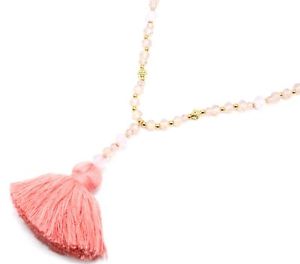 【送料無料】ネックレス　ネックレスピンクポンポンゴールデンcl1931f sautoir collier perles brillantes rosedor avec pendentif y pompon