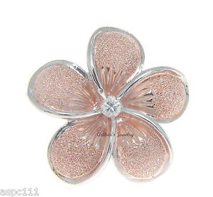 【送料無料】ネックレス　ピンクゴールドシルバーカーソルハワイアンプルメリアペンダント25mm or rose argent 925 hawaen plumeria fleur pendentif de curseur